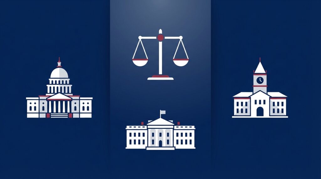 How are powers shared between each branch of government?